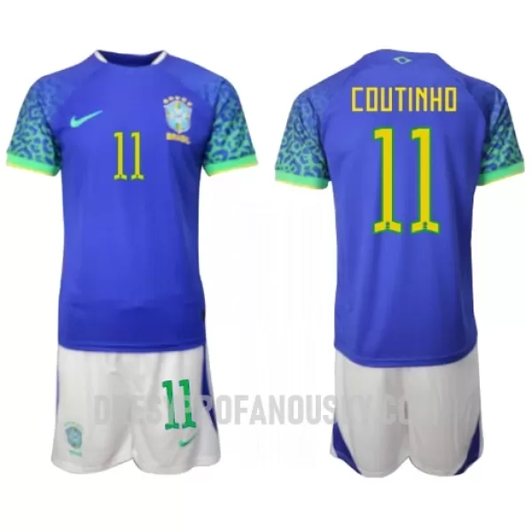 Levné Dětský Fotbalový Dres Brazílie Philippe Coutinho 11 Venkovní Mistrovství Světa 2022