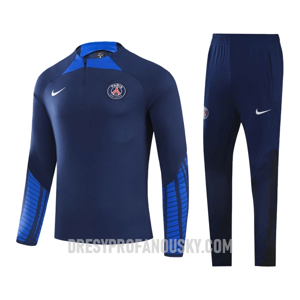 Levné Dětský Paris Saint-Germain Navy Version Tréninkové teplákové soupravy Čtvrt-Zip 2022-23