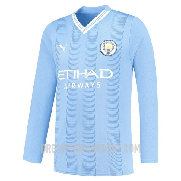 Levné Mužský Fotbalový Dres Manchester City Domácí 2023-24 Dlouhý Rukáv