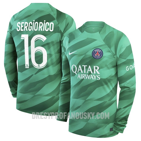 Levné Mužský Fotbalový Dres Paris Saint-Germain Sergio Rico 16 Brankářské Domácí 2023-24 Dlouhý Rukáv