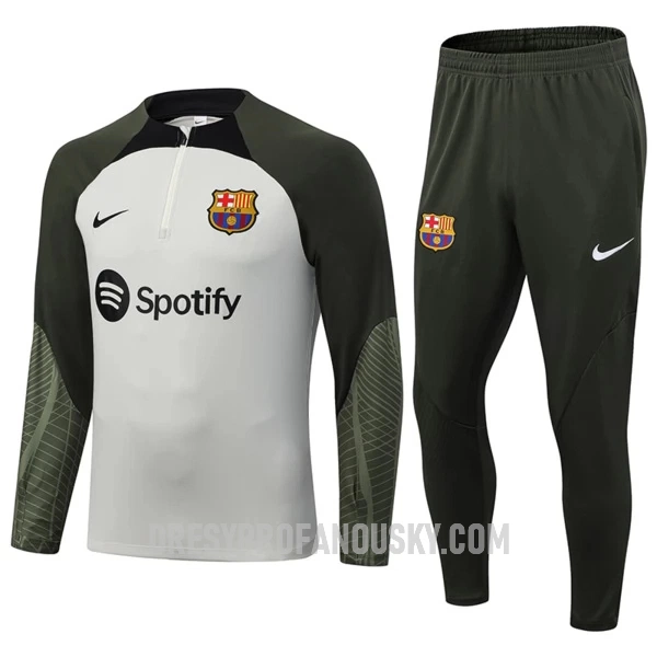 Levné Mužský FC Barcelona Gray Version Tréninkový Mikina Soupravy Čtvrt-Zip 2023-24