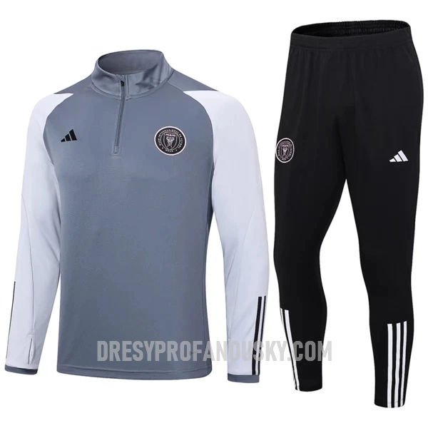 Levné Mužský Inter Miami CF Gray Version Tréninkový Mikina Soupravy Čtvrt-Zip 2023-24