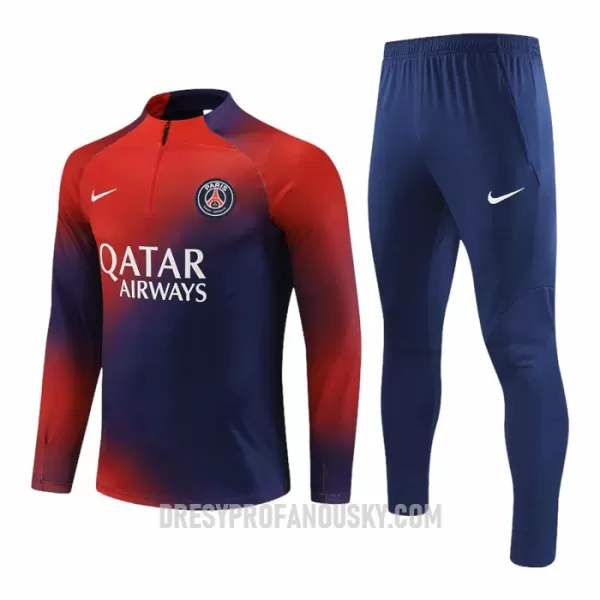 Levné Mužský Paris Saint-Germain Tréninkový Mikina Soupravy Čtvrt-Zip 2023-24 Červená