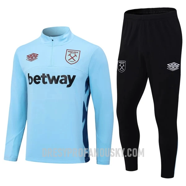 Levné Mužský West Ham United Tréninkový Mikina Soupravy Čtvrt-Zip 2023-24 Modrá