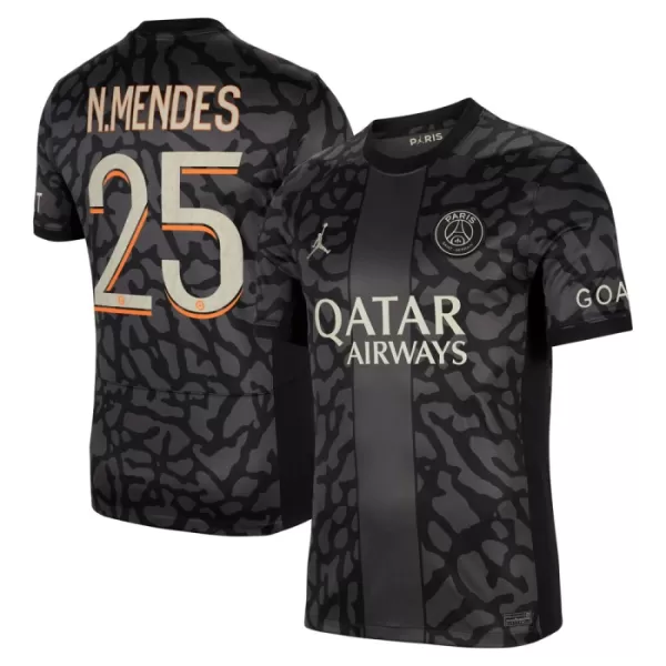 Levné Mužský Fotbalový Dres Paris Saint-Germain N.Mendes 25 Alternativní 2023-24