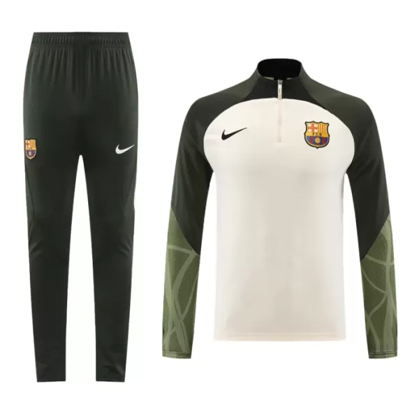 Levné Mužský Barcelona Kit Cream Version Tréninkové teplákové soupravy Čtvrt-Zip 2023-24