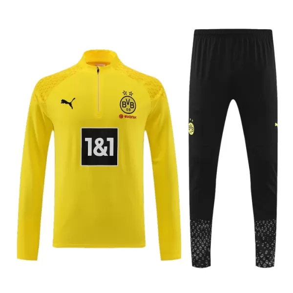 Levné Mužský Borussia Dortmund Kit Tréninkové teplákové soupravy Čtvrt-Zip 2023-24 Žlutá