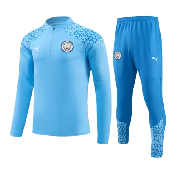 Levné Mužský Manchester City Kit Tréninkové teplákové soupravy Čtvrt-Zip 2023-24 Modrá