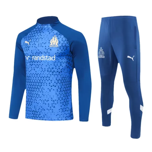 Levné Mužský Olympique de Marseille Kit Tréninkové teplákové soupravy Čtvrt-Zip 2023-24 Modrá