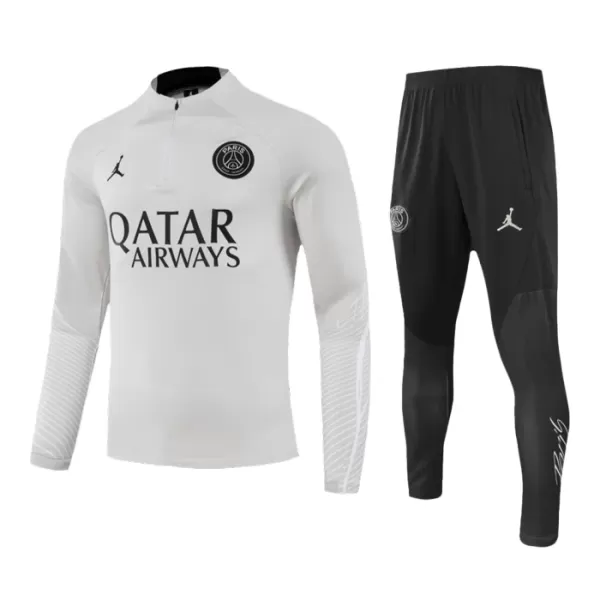 Levné Mužský Paris Saint-Germain Kit Gray Version Tréninkové teplákové soupravy Čtvrt-Zip 2023-24