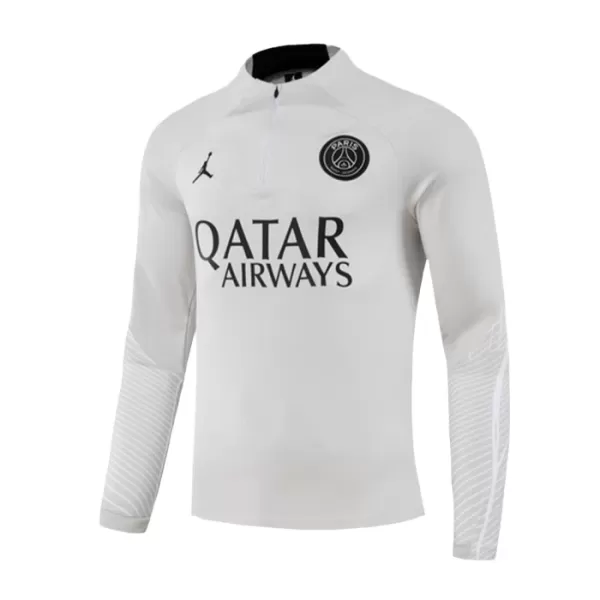 Levné Mužský Paris Saint-Germain Kit Gray Version Tréninkové teplákové soupravy Čtvrt-Zip 2023-24