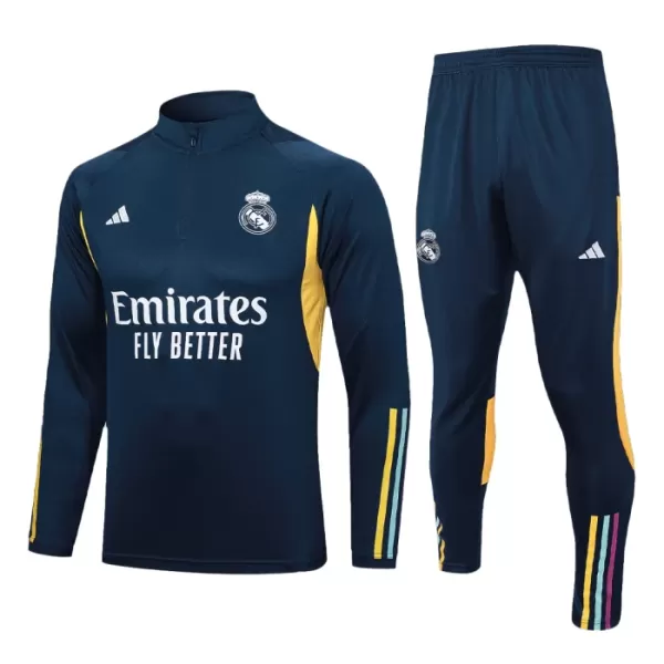 Levné Mužský Real Madrid Kit Navy Version Tréninkové teplákové soupravy Čtvrt-Zip 2023-24