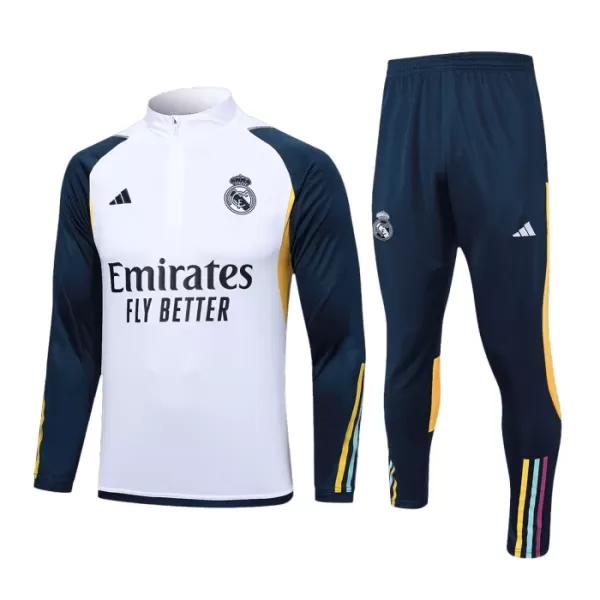 Levné Mužský Real Madrid Kit Tréninkové teplákové soupravy Čtvrt-Zip 2023-24 Bílá