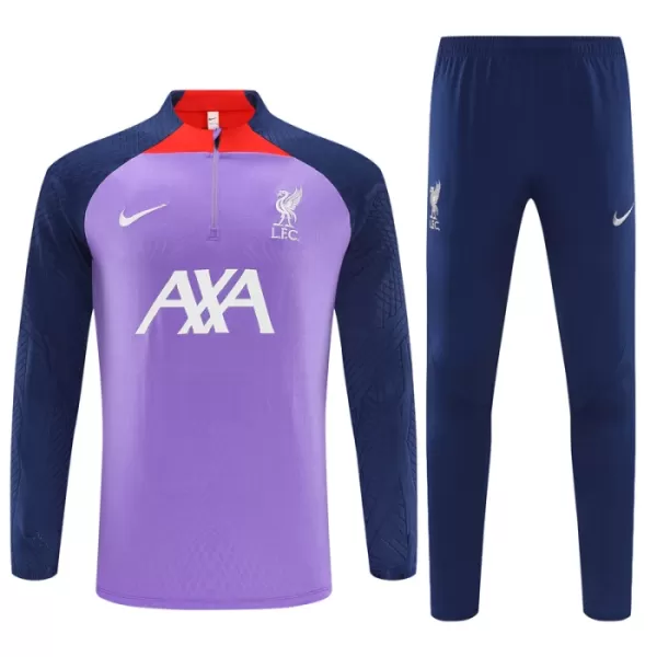 Levné Dětský Liverpool Kit Purple Version Tréninkové teplákové soupravy Čtvrt-Zip 2023-24