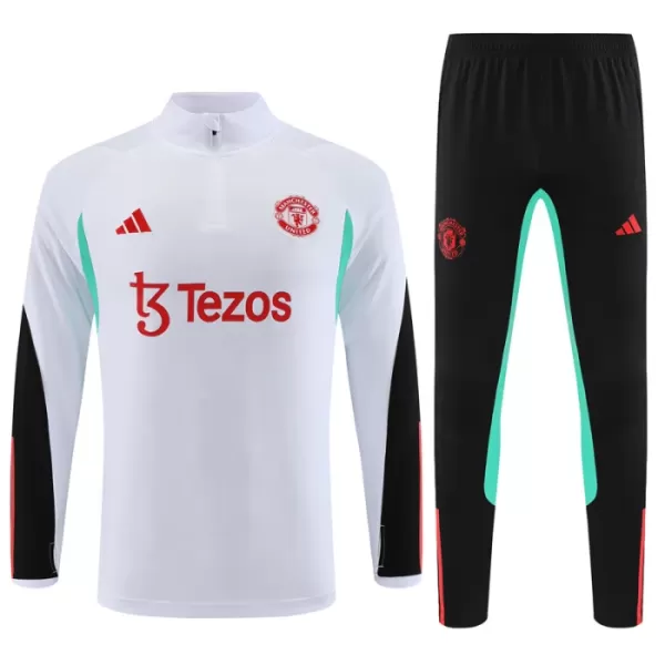 Levné Dětský Manchester United Kit Tréninkové teplákové soupravy Čtvrt-Zip 2023-24 Bílá