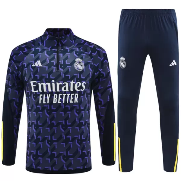 Levné Mužský Real Madrid Tréninkové teplákové soupravy Čtvrt-Zip 2023-24 Navy