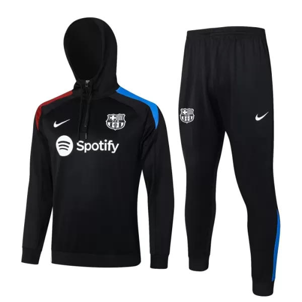 Levné Mužský Barcelona Hoodie Tréninkové teplákové soupravy Čtvrt-Zip 2024-25 Černá