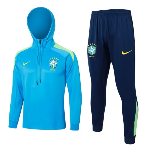 Levné Mužský Brazílie Hoodie Tréninkové teplákové soupravy Čtvrt-Zip 2024-25 Modrá