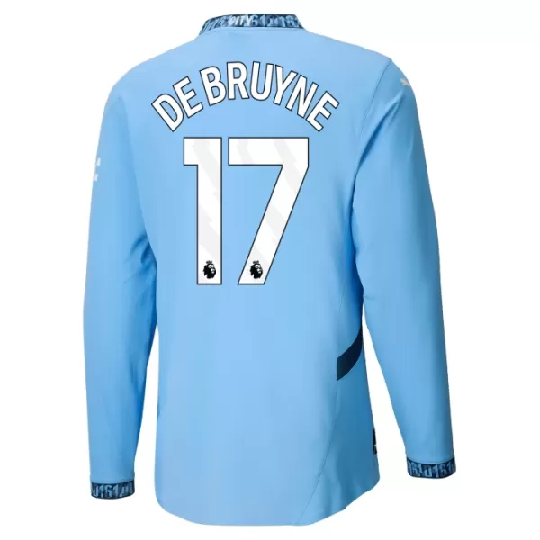 Levné Mužský Fotbalový Dres Manchester City De Bruyne 17 Domácí 2024-25 Dlouhý Rukáv