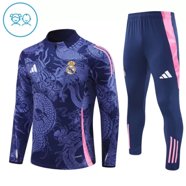 Levné Dětský Real Madrid Dragon Tréninkové teplákové soupravy Čtvrt-Zip 2024-25 Navy