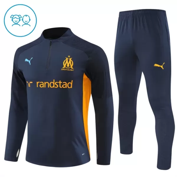 Levné Dětský Olympique de Marseille Tréninkové teplákové soupravy Čtvrt-Zip 2024-25 Navy