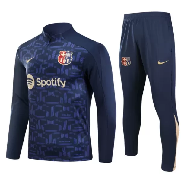 Levné Mužský Barcelona Tréninkové teplákové soupravy Čtvrt-Zip 2024-25 Navy