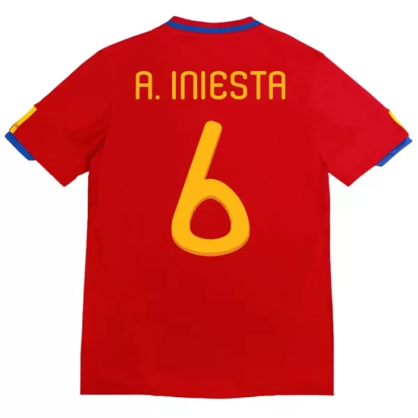 Levné Mužský Fotbalový Dres Španělsko A. Iniesta 6 2010 Domácí Retro